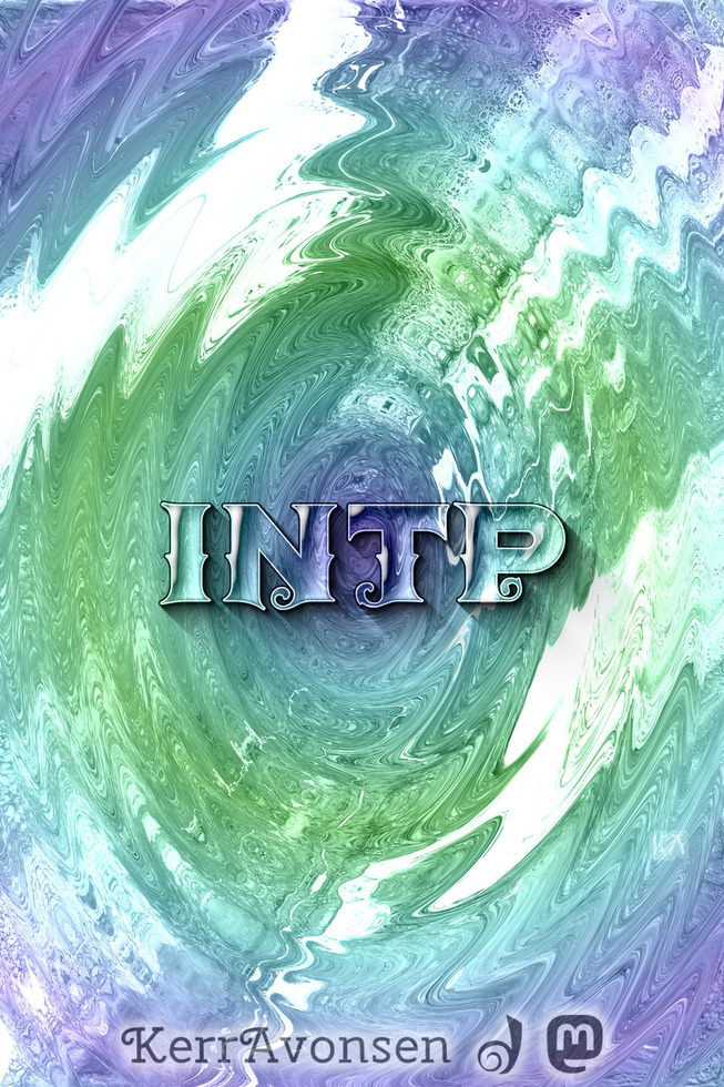 Glassy letters spelling out 'INTP'. Flowing lines like ripples in water, in shades of green, aqua and blue.